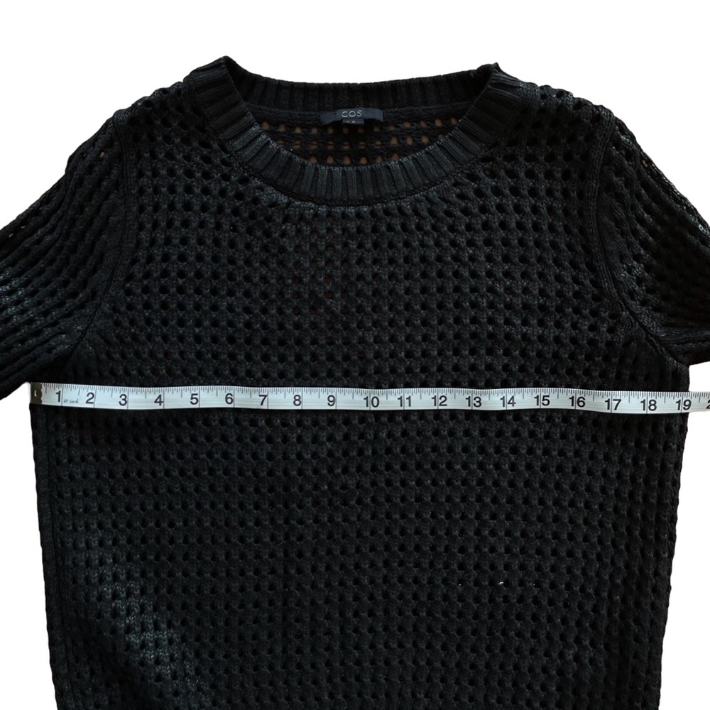 COS Black Open Knit Mesh Sweater Cotton Wool Blend - Picture 6 of 7